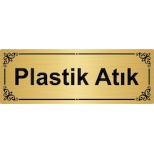 Plastik Atık 7x20cm Altın Renk Metal Yönlendirme Levhası