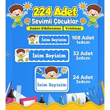 Sevimli Çocuklar Okul Kreş Kişiye Özel İsim Etiket Seti - Model 473 Çok Renkli