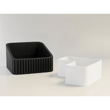 Bezos 3d Baskı Fıstık Kasesi - Çift Hazneli Kabuk Ayırıcı Sunum Kasesi - Siyah Beyaz Dmc Siyah - beyaz