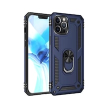 Newface Apple İphone 12 Pro Max Kılıf Sofya Yüzüklü Silikon Kapak - Lacivert