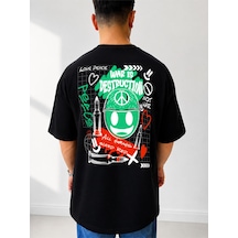 525 Oversize Sırt Baskılı Streetwear Unisex T-shirt Warısdestructıon Siyah