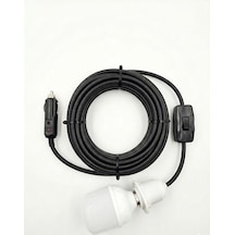 Araç Çakmak Girişli 30w 12v Led Ampul,lü E27 Duylu Anahtarlı Araç,karavan,kamp Seyyar Lamba 12/16a 2 X1,5mm Ttr Bakır 10 Mt-siyah