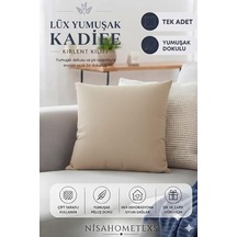 Lüks Yumuşak Dokulu Kadife Salon Kırlent Kılıfı Bej, 50 Cm X 50 Cm Diğer