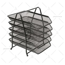 5 Katlı Masa Üstü Hareketli Metal Evrak Rafı