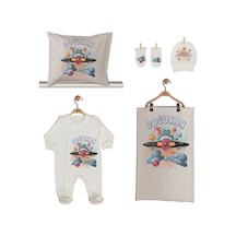 Pia Baby Gl 1917-02 İsme Özel Beşli Tulum Set Krem