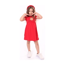 Toontoy Kids Toontoy Kız Bebek Faire Un Voeu Baskılı Elbise Kırmızı