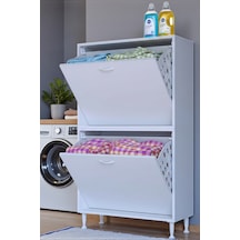 Eliusta Veluna 80 Cm Kirli Çamaşır Sepetli Dolap Banyo Dolabı Beyaz 80x138x32,5 Cm 4 Sepetli Dolap Beyaz