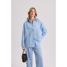 Mai Collection Mai Studios Co. Berlin Çizgili Mavi Gömlek Pantolon Takım mavi
