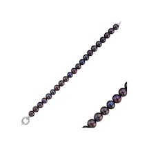 9,5 Mm Doğal Siyah İnci Bileklik 18 Cm / Beyaz Beyaz Beyaz Altın