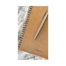 Kraft Kapaklı A5 Spiralli Notebook, 100 Yaprak Çizgisiz Açık Gri