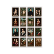 Lucas Cranach Tabloları 16'lı Sticker Seti Laptop Defter Etiketi Çok Renkli