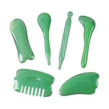 Homyl 7 Adet Gua Sha Masaj Aracı Taşınabilir El Geleneksel Yeşil