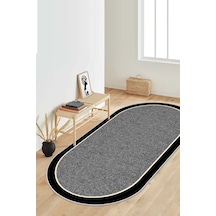 West Home Dijital Baskı Yıkanabilir Kaymaz Taban Siyah Oval Mutfak Halısı Salon Halısı Ve Yolluk Wh 478 Grey Oval