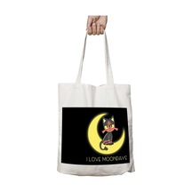 Art Hediye I Love Moondays İki Tarafı Kalıcı Baskılı Yıkanabilir Okul Plaj Omuz Bez Çantası Çok Renkli