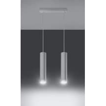 Mylights Beyaz Metal Led Avize  Beyaz Led Ampullü  Ikili Sirsali