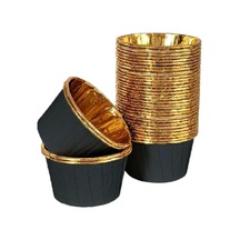 25 Li Muffin Kek Kalıbı Siyah Dış Gold İç Lüks, Isıya Dayanıklı, Şık Ve Tek Kullanımlık Cupcake Kalıbı
