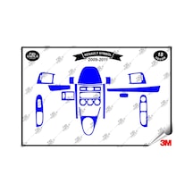 Renault Symbol 2009-2011 Torpido Konsol Trim Göğüs Maun Kaplama Set 18 Parça Mavi