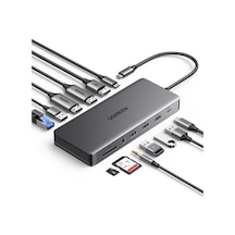 Ugreen Revodok Pro 313 Usb C Bağlantı İstasyonu Üçlü Ekran 10 Gbps Usb Bağlantı Noktaları 13 In 1 Usb C Hub 2hdmı, Dp, 5x Usb A/c Bağlantı Noktaları, Pd 100 W Hızlı Şarj, Gigabit Ethernet, Sd/tf Kart Okuyucu, 3,5 Mm Aux
