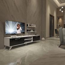 Decoraktiv Eko 4 Mdf Dvd Retro Tv Ünitesi Tv Sehpası Beyaz - Siyah