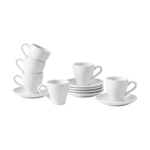 Ayrex Espresso Kahve Fincanları Tabaklı Porselen 56 Ml 6'li Set Beyaz, 10 X 6,9 X 4,8 Cm Genel