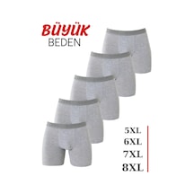 Hadpols Özel Üretim Erkek Gri Büyük Beden Boxer 5'li Paket Yumuşak Doku Giyim Eşyası Konforlu