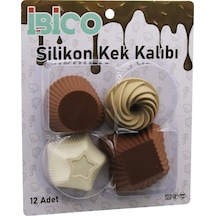 12pcs Renkli Silikon Muffin - Kek Kalıp Mix Şekil 3-dikdörtgen - 3-yuvarlak - 3-rüzgar Gülü - 3-yıldız Go-53-vice 01769 Diğer
