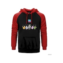 Fall Guys Winner Team Kırmızı Reglan Kol Kapşonlu Sweatshirt Kırmızı