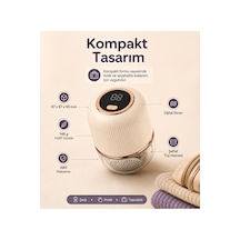 Şarjlı Tüy Toplama Makinesi 6 Bıçaklı Dijital Ekranlı Type-c 500 Mah Kıyafet Kaz Bej