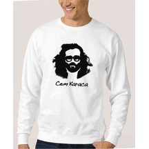 Cem Karaca Baskılı Beyaz Erkek Örme Sweatshirt