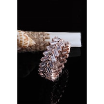 Omar Silver Kadın Zigzag Zirkon Baget Taşlı Tamtur Yüzük (520596661)