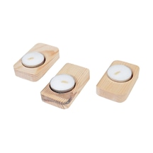 Ahşap Ağaç Tealight Mumluk Dekoratif Mumluk Mum Standı 3'lü Set