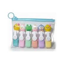 Sevimli Figür Başlıklı Mini Fosforlu Keçeli Kalem-6lı Set-fosfor09