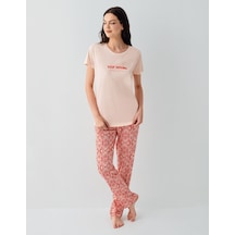 Arnetta 3611 Modal Pamuk Kısa Kol Cepli Kadın Pijama Takımı Somon