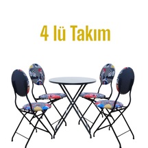 Soyut Kadın Metal Bahçe Takımı - 4 Sandalye + 1 Masa