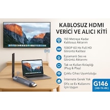 Kablosuz Hdmı Verici Ve Alıcı Kiti - Uydudan Projeksiyona 150 Metre Menzil 1080p 60hz Notebook'dan Tv'ye Görüntü Aktarımı Hd-tx-rx Tak-çalıştır Çoklu Cihaz Desteği - G146 Hdmı