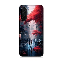 Samsung Galaxy A56 Uyumlu Kırmızı Ağaçlar  Desenli Silikon Kılıf