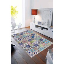 Çok Renkli Çini Desen Kaymaz Tabanlı Dekoratif Halı Ar207n11