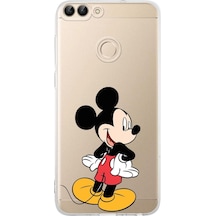 Huawei P Smart Kamera Korumalı Kapak Mickey Mouse Tasarımlı Şeffaf Kılıf Şeffaf