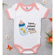 Bitmeyenkartus Bk Kids Kişiye Özel Pembe Bebek Body Zıbın - Model 21 Çok Renkli