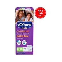 Canped Kids Çocuklar İçin Tekstil Yüzeyli Külot Bez 27-57 KG 8-15 Yaş 12 x 8 Adet