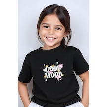 Panios Kids Positive Good Baskılı Kız Çocuk Kısa Kollu T-shirt Siyah