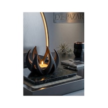 Exe Pazar Alev Temalı Tealight Mumluk 11 X 8,5 Cm - Modern Ev Dekorasyon Hediyelik Ve Konsept Siyah