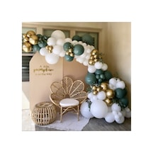Krom Gold Adaçayı Ve Pastel Beyaz Balon Zinciri 100 Adet Mix