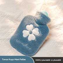 Peluş Su Dolu El Isıtıcı Çanta-mavi 500ml