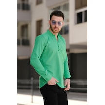 Zareh Slim Fit Kırınkıl Desen Yarım Pat Hakim Yaka Erkek Gömlek 001 Zareh Slim Fit Kırınkıl Desen Yarım Pat Hakim Yaka Erkek Gömlek 001