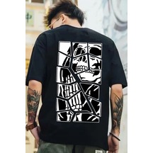 Unisex Skullcracked Baskılı T-shirt Siyah