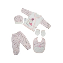 Sitilin Kız Bebek Pembe Anne Tavşan 5 Li Hastane Çıkışı Yenidoğan Seti Stl6208 Beyaz