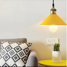 Rys Retro Metal Dekorarif Sarıtekli Sarkıt Kafe Mutfak Aydınlatma Çap.30 Cm Beyaz