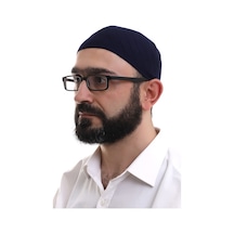 Lacivert Kışlık Çapraz Desenli Dokuma Takke