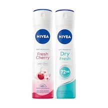 Kadın Sprey Deodorant Cherry Fresh 150 Ml, 48 Saat Anti-perspirant Koruma Ve Kadın Sprey Deodorant Dry Fresh, 48 Saat Anti-perspirant Koruma 150 Ml